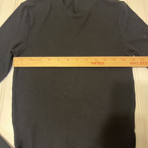 American Eagle Black Ribbed Mock Neck Long Sleeve Top Size S Stretch Fitted - Picture 3 of 9